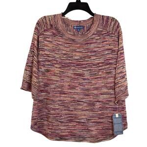 NWT Democracy Medium 3/4 Sleeve Lightweight Multicolored Sweater Glitter Threads